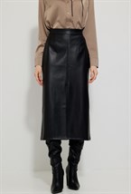 Юбка кожаная миди - фото 63731