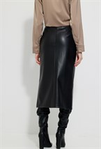 Юбка кожаная миди - фото 63732