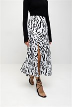 Юбка с разрезом принт зебра - фото 63798