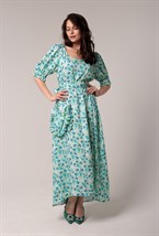 Платье с принтом и поясом - фото 67735