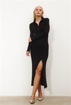 Платье вязаное с разрезом - фото 70117