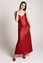 Платье-комбинация макси с пайетками - фото 71257