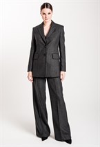 Жакет приталенный из шерсти в полоску - фото 71422