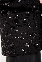 Двубортный прямой жакет из твида с пайетками - фото 71434