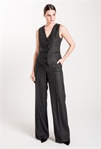 Брюки широкие из шерсти в полоску - фото 71455