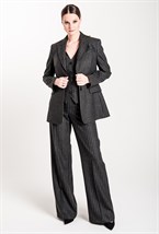 Брюки широкие из шерсти в полоску - фото 71457