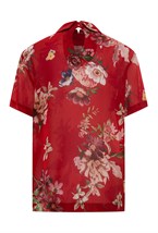 Блузка с короткими рукавами из вискозы с цветочным принтом - фото 71478