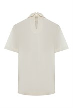 Блузка с короткими рукавами из шелка с хлопком - фото 71487