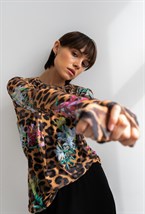Лонгслив-сетка "Леопард с цветами" - фото 73478