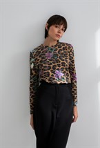 Лонгслив "Леопард с цветами" - фото 73487