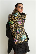 Куртка с шарфом"Леопард с цветами" - фото 73490