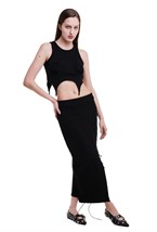 Юбка в рубчик с вырезом - фото 74074