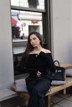 Лонгслив со спущенными плечами - фото 74331