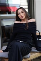 Лонгслив со спущенными плечами - фото 74332