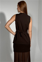 Юбка brown с шифоном - фото 74621