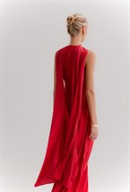 Платье с шарфом красное - фото 77073