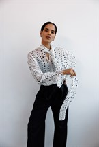 Блуза с бантом из шелка Comme Des Garsons - фото 77605