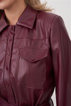 Платье рубашка из экокожи - фото 89276