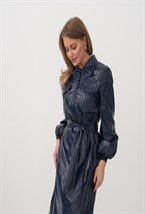 Платье рубашка из экокожи - фото 89279