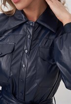 Платье рубашка из экокожи - фото 89281