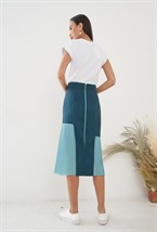 Юбка бирюза с о вставками - фото 89373
