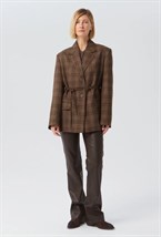 Жакет клетка с поясом - фото 91629