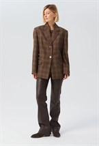 Жакет клетка с поясом - фото 91631