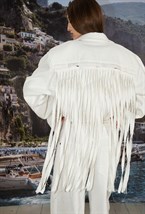 Рубашка джинсовая с бахромой - фото 92783