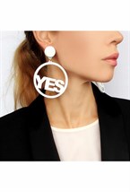 серьги YES/NO белые - фото 94319