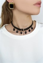 серьги черные квадраты сталь - фото 94330