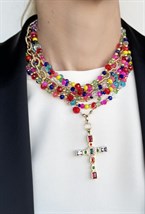 чокер из хрусталя цветной с крестом - фото 94334