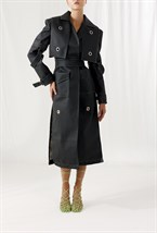 Чёрный плащ со съёмной кокеткой - фото 96174