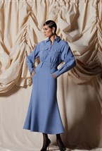 Платье-рубашка из шерсти - фото 96739