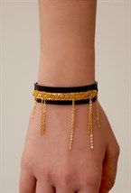 Плетенный браслет с кожей - фото 97774