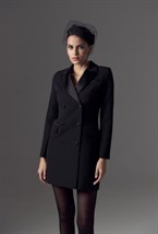 Платье-пиджак с атласными лацканами - фото 97988