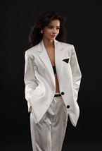 Жакет Oversize из атласа Black&White - фото 98095