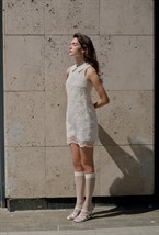 Платье изо льна с хлопковым кружевом - фото 98539