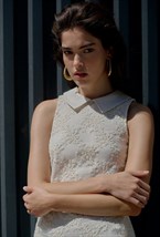 Платье изо льна с хлопковым кружевом - фото 98541